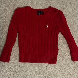 Ralph Lauren Red Cable Knit Kids Sweater